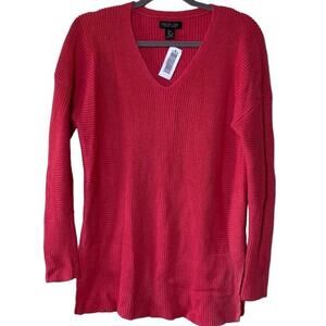 Rachel Zoe Sweater Soft Knit V Neck Long Sleeve Pink Large Womens Feminine comfy